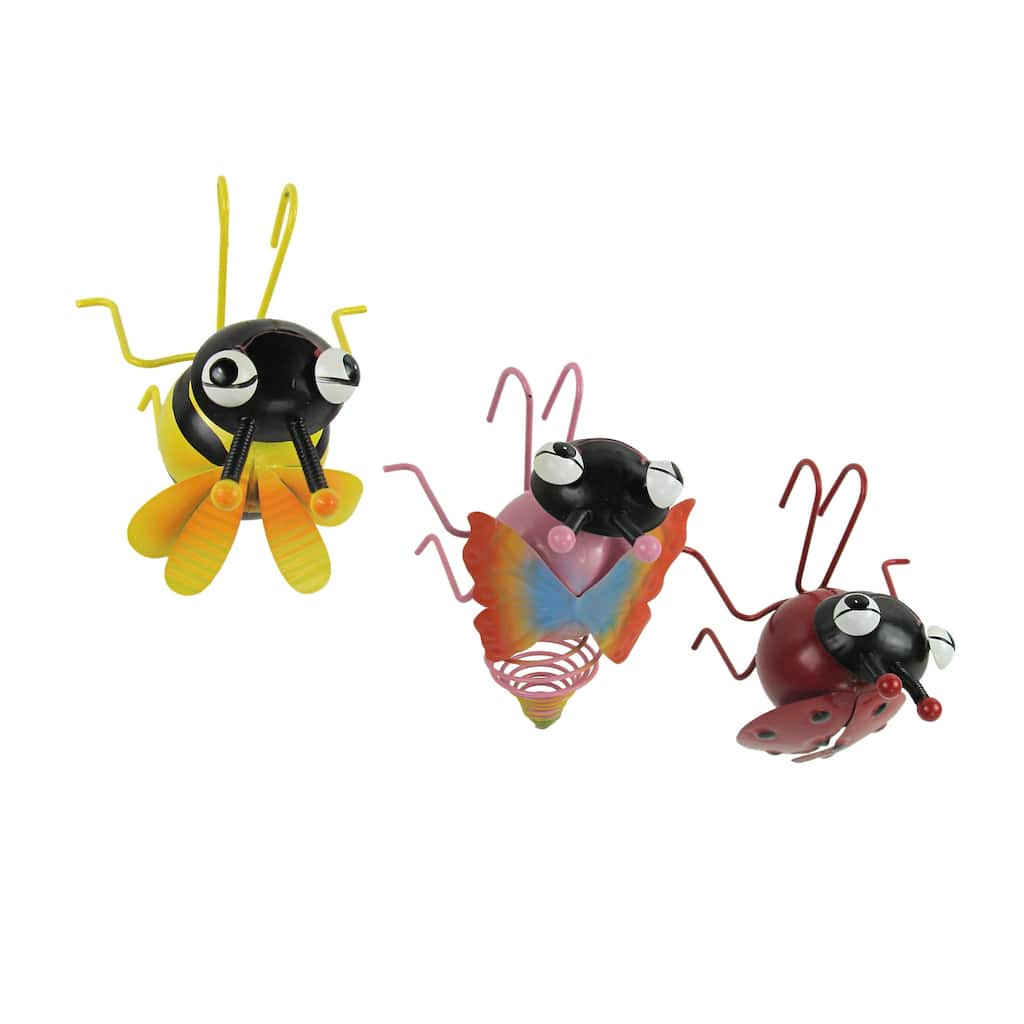 Metal Insect Flower Pot Hanger Ble Bee Ladybug Butterfly (Set Of 3) - 4.75 X 3.75 X 4.25 inches