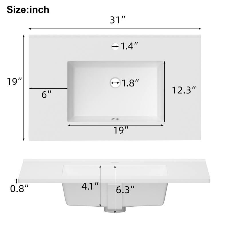 Ansel Freestanding Bathroom Vanity with Single Sink, One Glass Shelf, Metal Legs