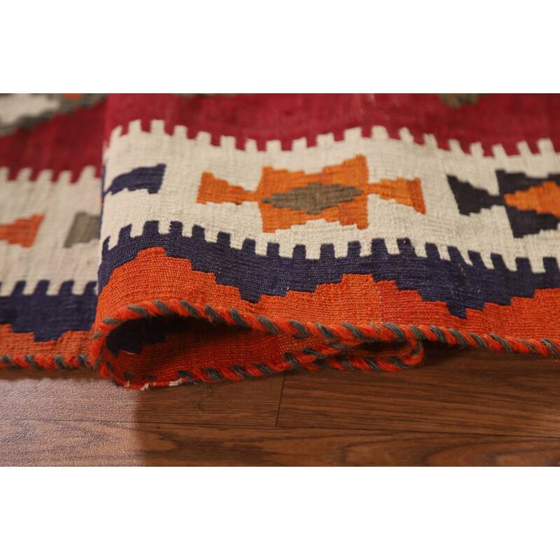 Vegetable Dye Kilim Qashqai Persian Area Rug Hand-Woven Wool Carpet - 4'7"x 8'0"