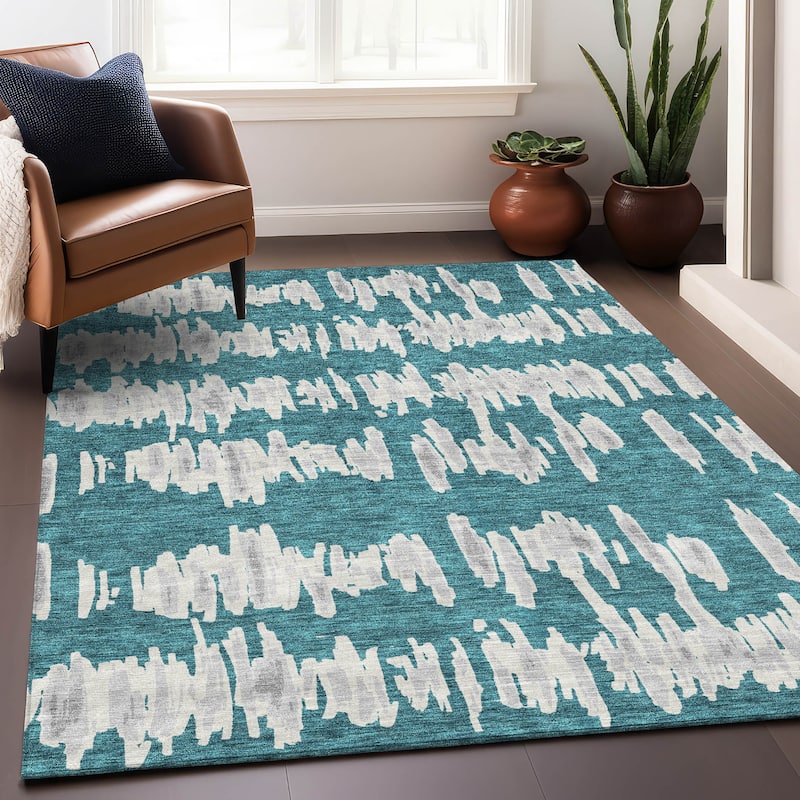 Premium Washable Super Soft Modern Pulse Mayfield Rug - Teal - 3' x 5'