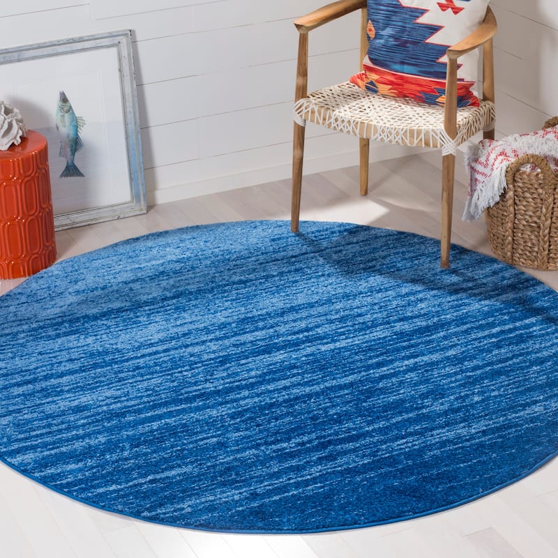 SAFAVIEH Adirondack Vera Modern Ombre Distressed Area Rug - 6' Round - Light Blue/Dark Blue - Round