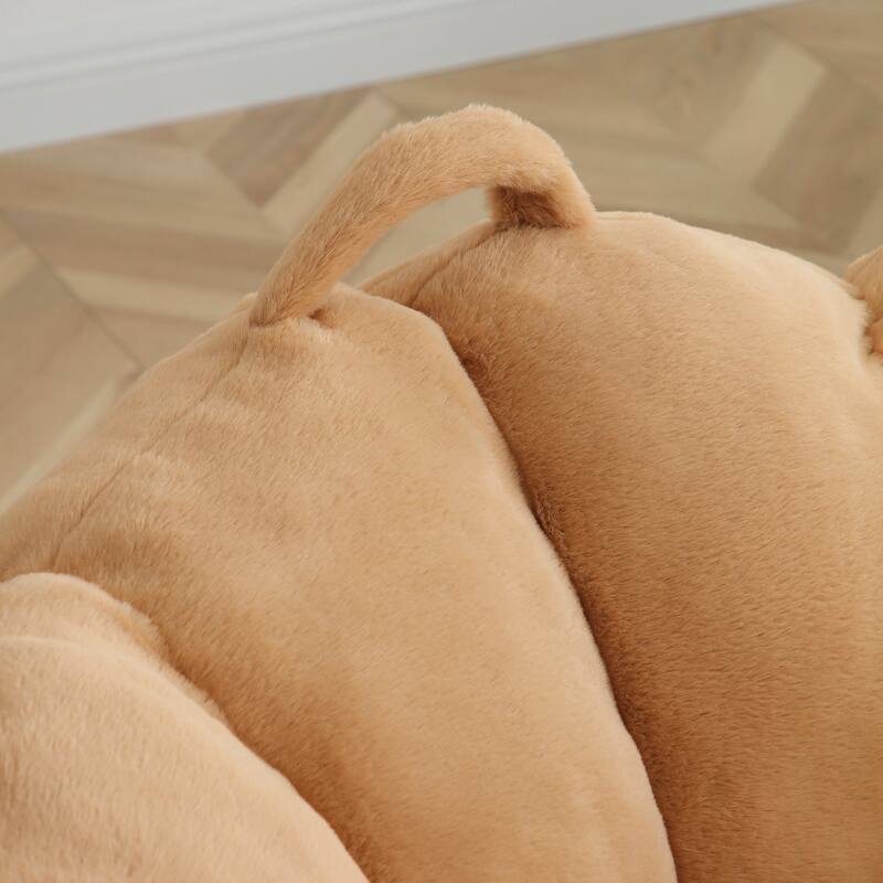 Faux Fur Shell-Shaped Medium Bean Bag Chair with Footstool