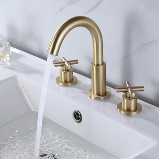 Luxury Brushed Gold 360 Swivel Bathroom Faucet Widespread with 2 Cross Handles