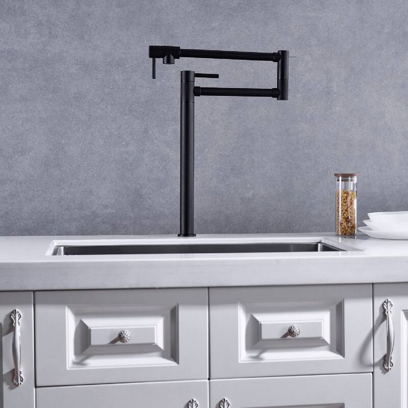 Kitchen Pot Filler Faucet Deck Mounted Double Joints Free Rotating Modern Retractable Commercial Single Hole Kitchen Faucet