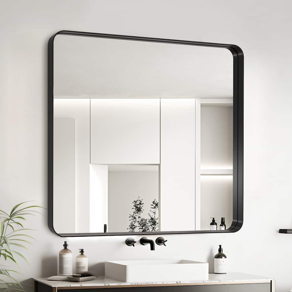 36x36 Inch Black Aluminium Frame Bathroom Mirror