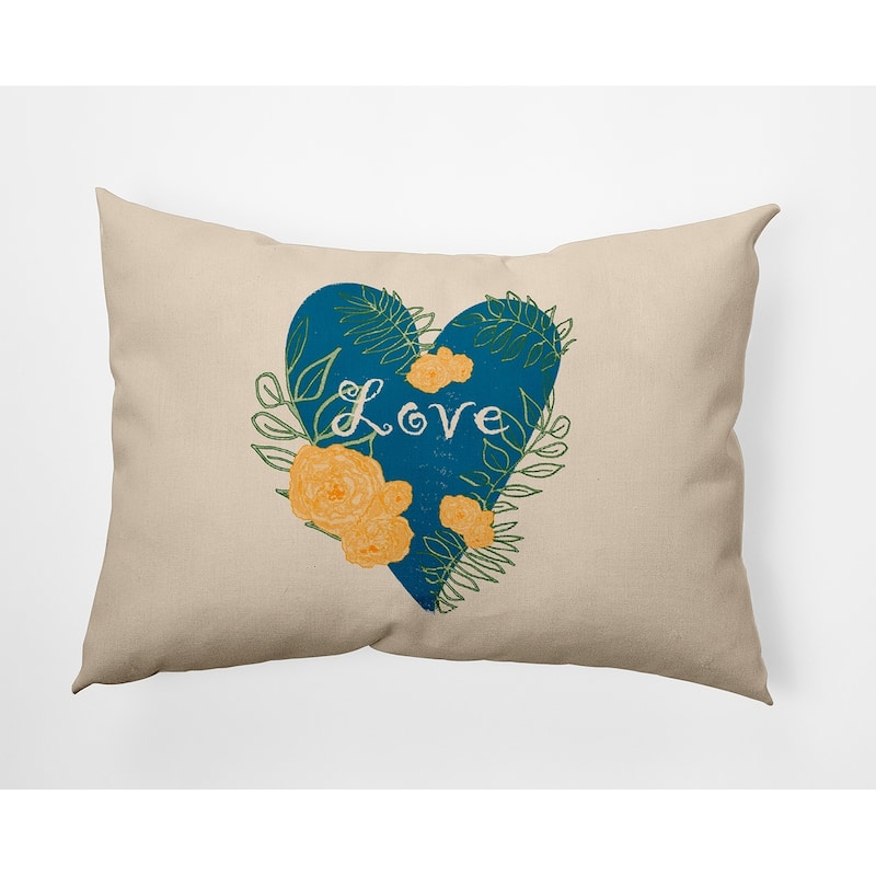 Love And Roses Valentines Day Decorative Throw Pillow - 14" x 20" - Teal