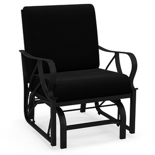 Patio Glider Rocking Chair with Curved Armrest and Breathable High Backrest - 28.5" x 26" x 35" (L x W x H)
