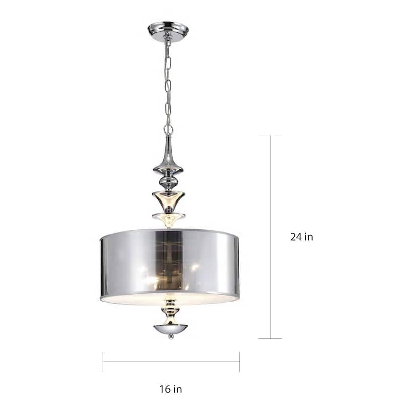 Yemisi 3-light Modern Chrome and Glass 16-inch Drum Pendant