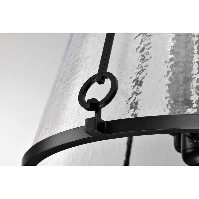 Valentine Medium Pendant Black Finish Hammered Glass