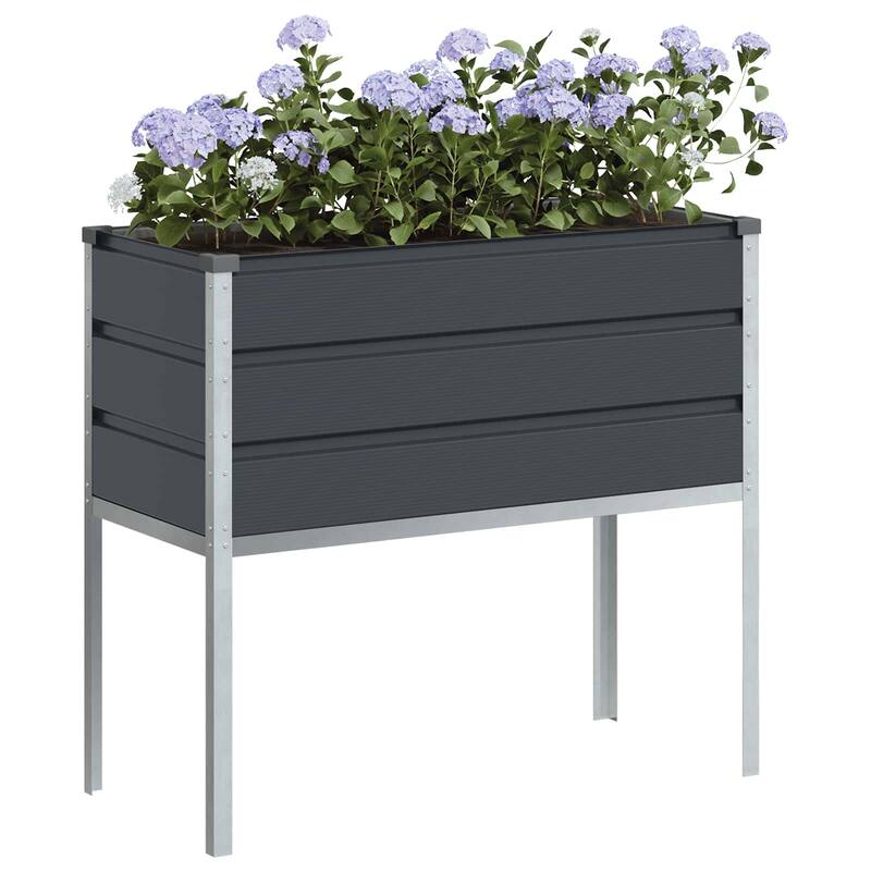 vidaXL Planter 100 x 45 x 90 cm Galvanised Steel - 39.37 x 17.72 x 35.43