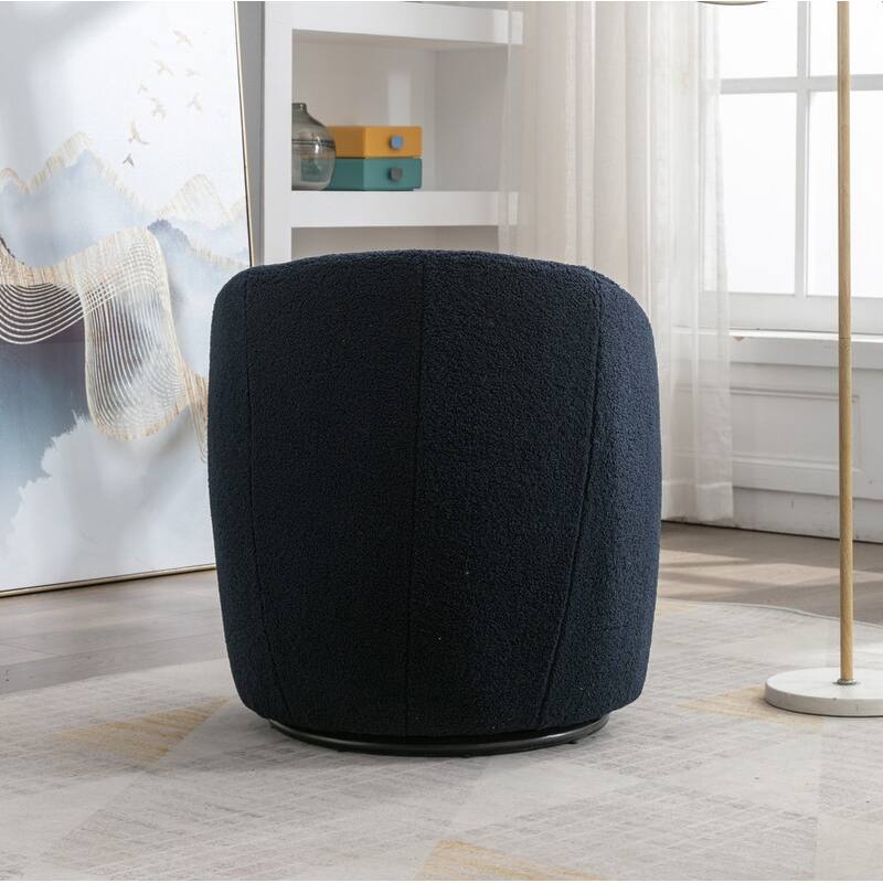 Swivel Barrel Chair,Teddy Fabric Upholstered Modern Round Accent Arm Chairs