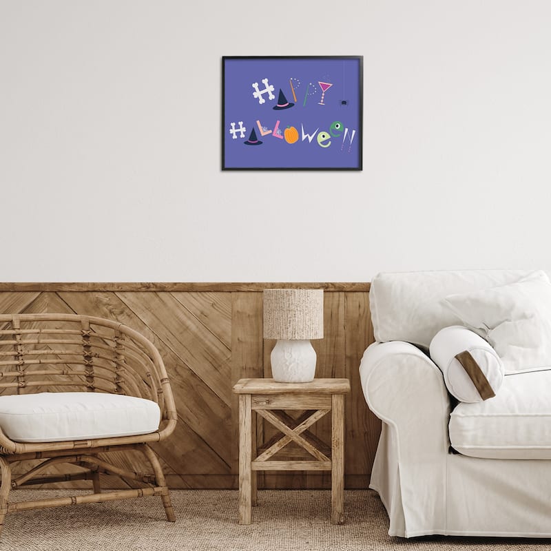 Stupell Eclectic Happy Halloween Framed Giclee Art Design By Sazerelli Designs