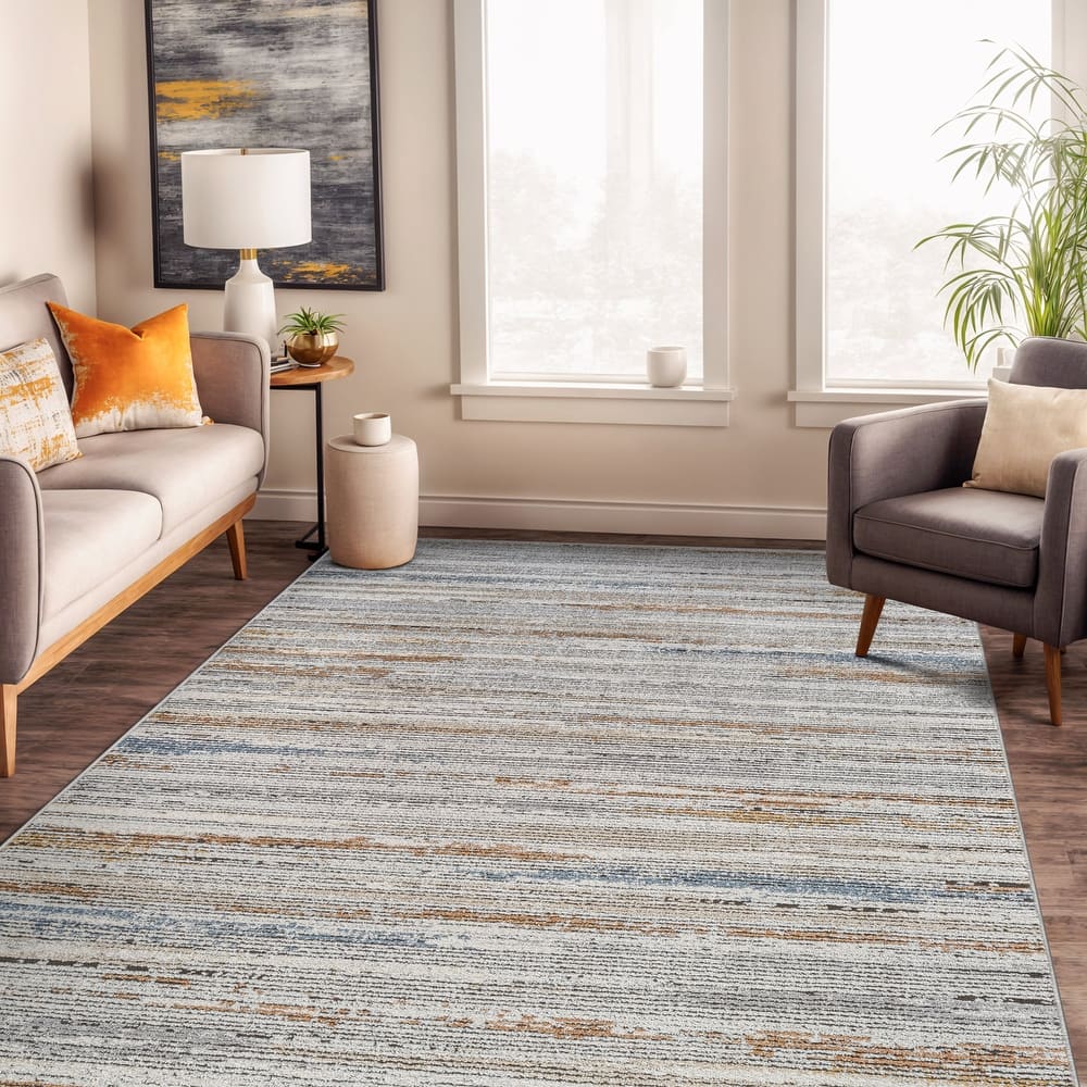 World Rug Gallery Multi-Tonal Striped Area Rug – Beige / Multi