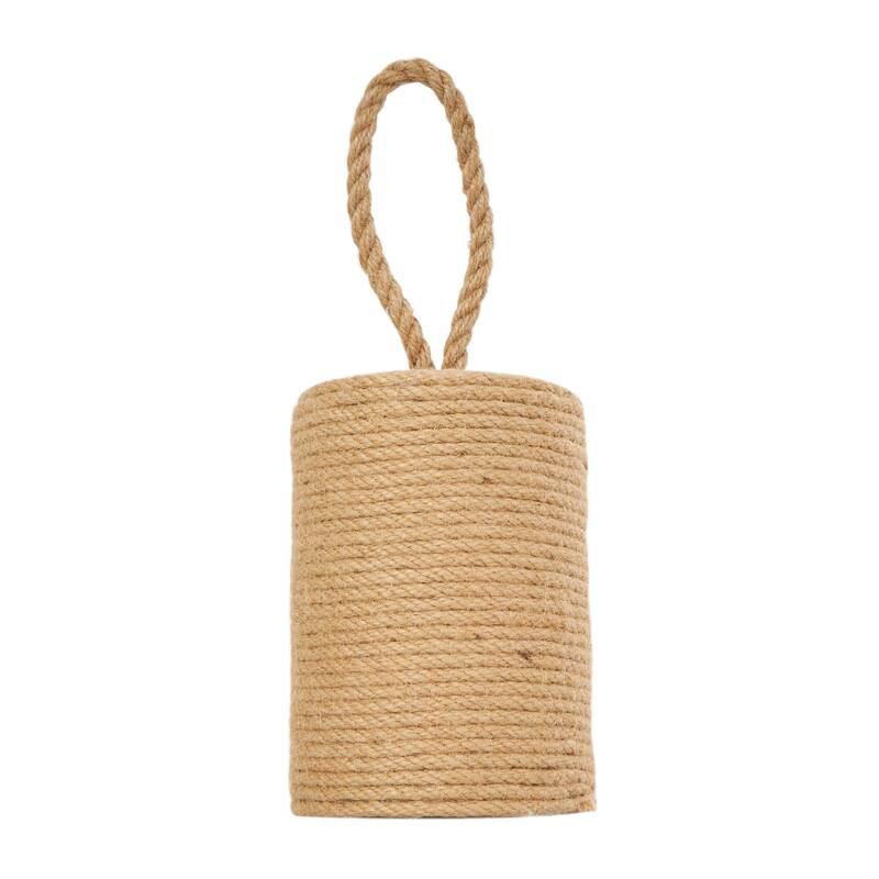 Brown Jute Rope Handmade Coiled Rope Buoy Decorative Sculpture with Handle
