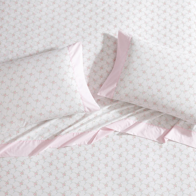 Laura Ashley Percale Cotton Printed Hem Sheet Sets