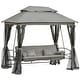 preview thumbnail 12 of 17, Outsunny Tiered Gazebo with 3-person Patio Bench and Mesh Sidewalls