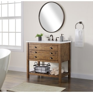 Monterey 37-inch Farmhouse Marble Solid Wood Bathroom Vanity