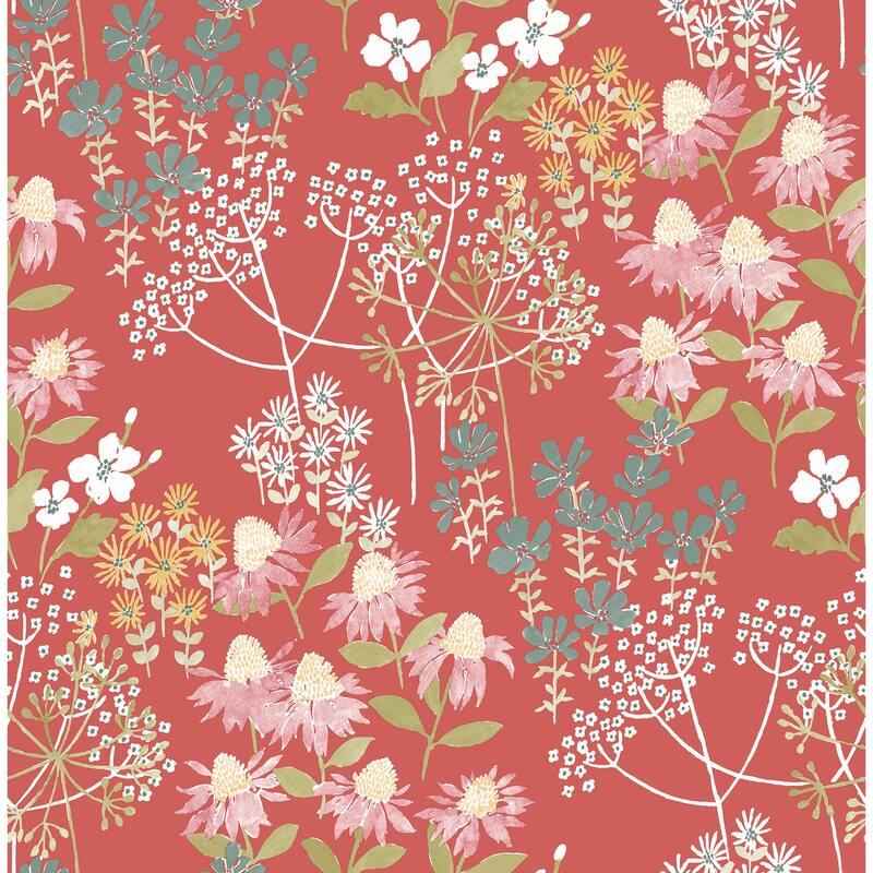 A-Street Prints Cultivate Red Springtime Blooms Wallpaper