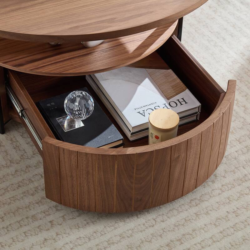 Wood Coffee Table Round, Rustic Charm For Living Room Decor