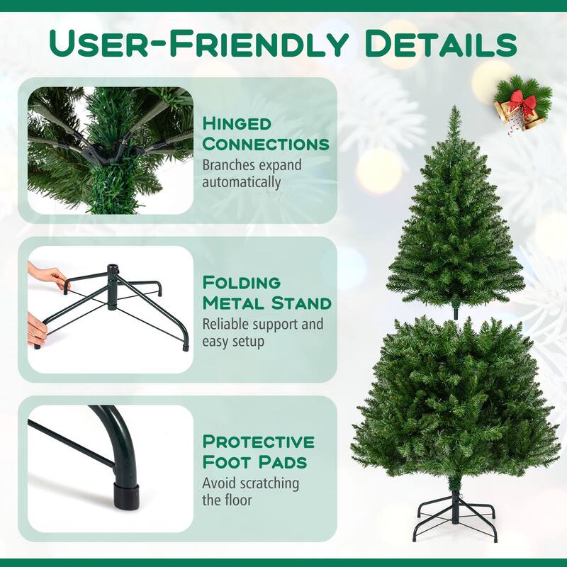 Costway 5/6/7 FT Artificial Christmas Tree with 510/814/990 Branch - See Details - Green