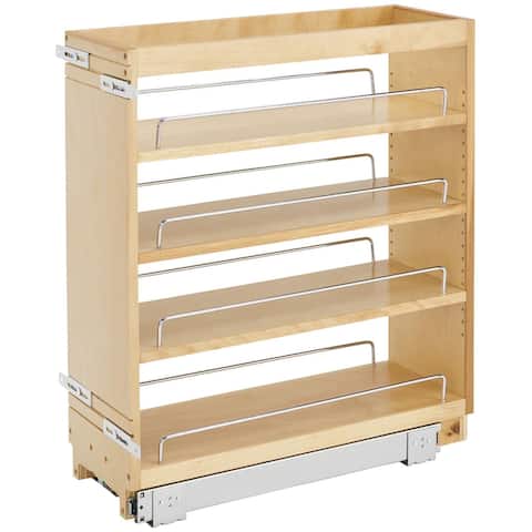 Rev-A-Shelf 448 Series 8 Inch Pull Out Wall Cabinet Organizer with - Natural Wood