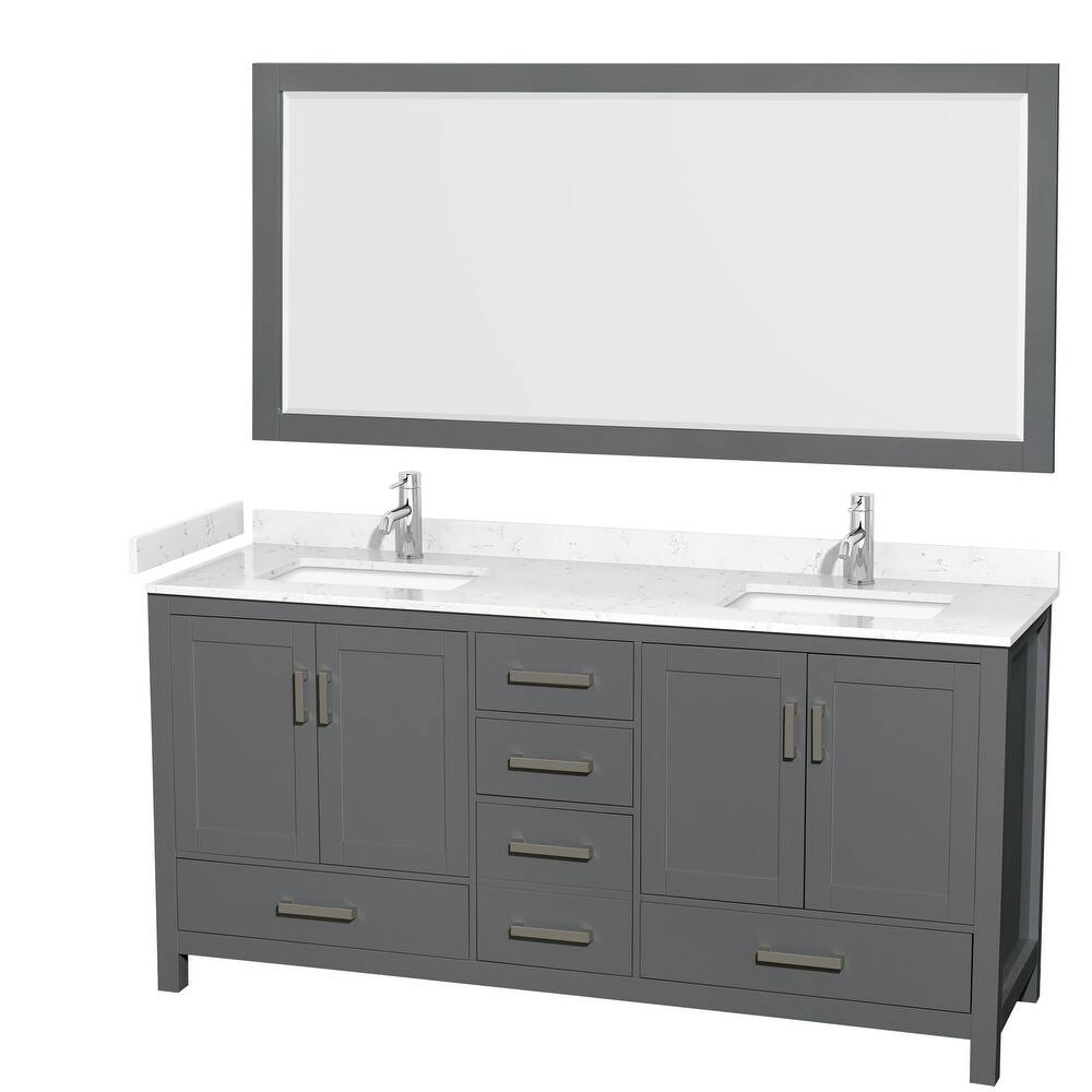 Wyndham Collection Sheffield 72" Double Bathroom Vanity, Carrara