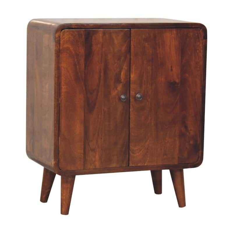 HomeRoots 26" Brown Solid Wood Accent Cabinet With Two Doors