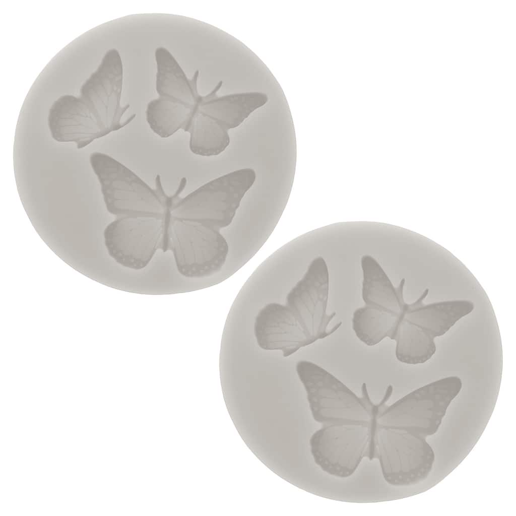 2PCS Polymer Clay Mold, Fondant Mold 3 Butterfly Mold Silicone Rose