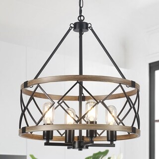 4-Light Circle Hanging Candlestick Linear Foyer Chandelier Lighting Fixture for Dining Room Kitchen Island