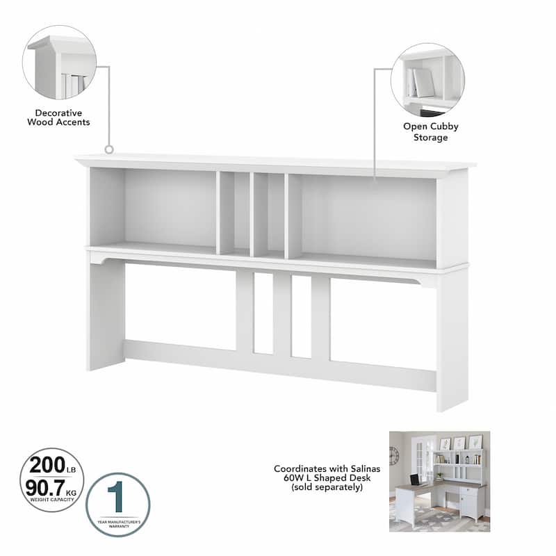 Salinas 60W L Desk with Hutch, Cabinet and Bookcase by Bush Furniture