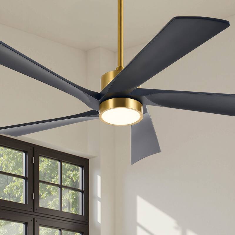52" Ceiling Fan with Dimmable LED Lights - Gold with Matte Black Blades
