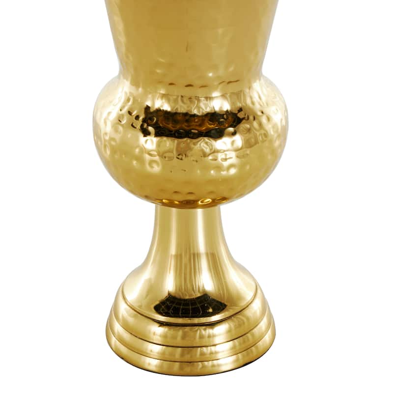 Gold or Silver Aluminum Metal Goblet Inspired Hammered Vase
