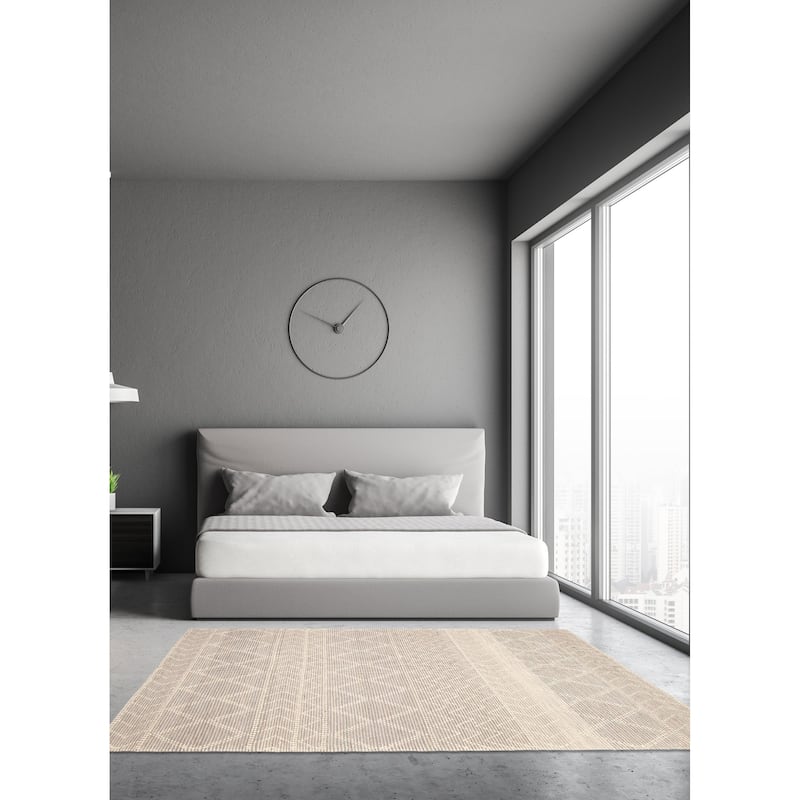 ECARPETGALLERY Braid weave Sienna Cream Wool Rug - 5'0 x 7'10