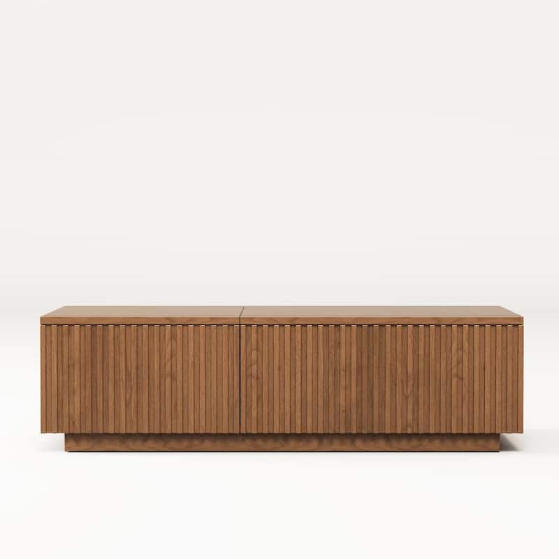 51.1'' Modern Lift-Top Coffee Table with Hidden Storage & Sliding Drawers, Satin Walnut Finish, Rectangular Center Table