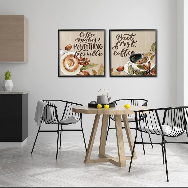 Stupell Morning Coffee Classic Phrases Framed Giclee Art Design By Kim Allen (Set of 2)