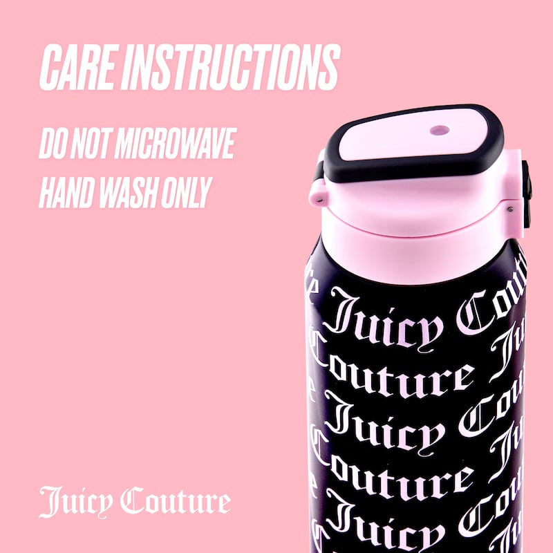 Juicy Couture Glam Getaway Hydration Stainless Steel Tumbler with Flip Top Lid
