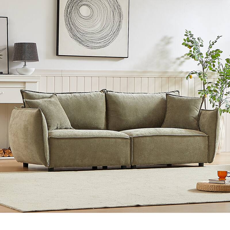 Convertible Chenille Sleeper Sofa Couch with Pillows, Modern Design for Living Rooms