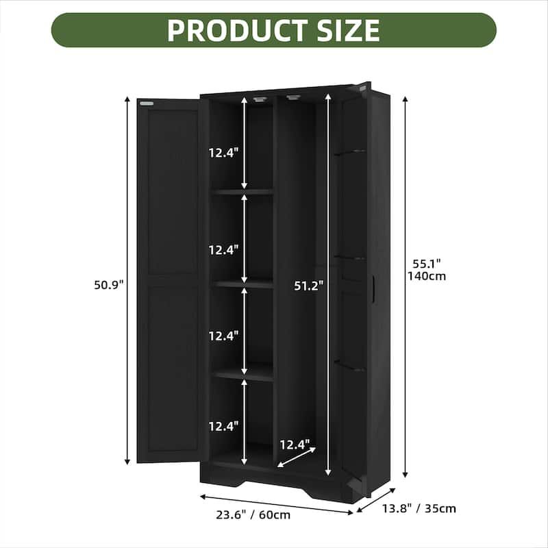 Moasis Broom Closet Storage Cabinet with Doors and Shelves for Farmhouse Organization