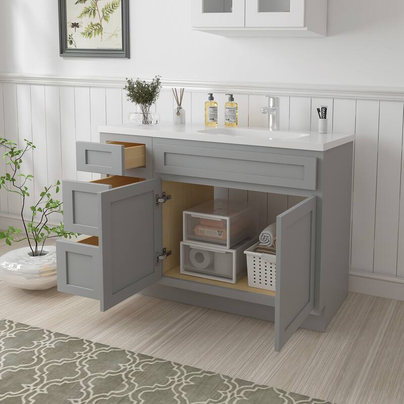 Vanity Art 51" Oak Freestanding Bathroom Vanity Cabinet without Top