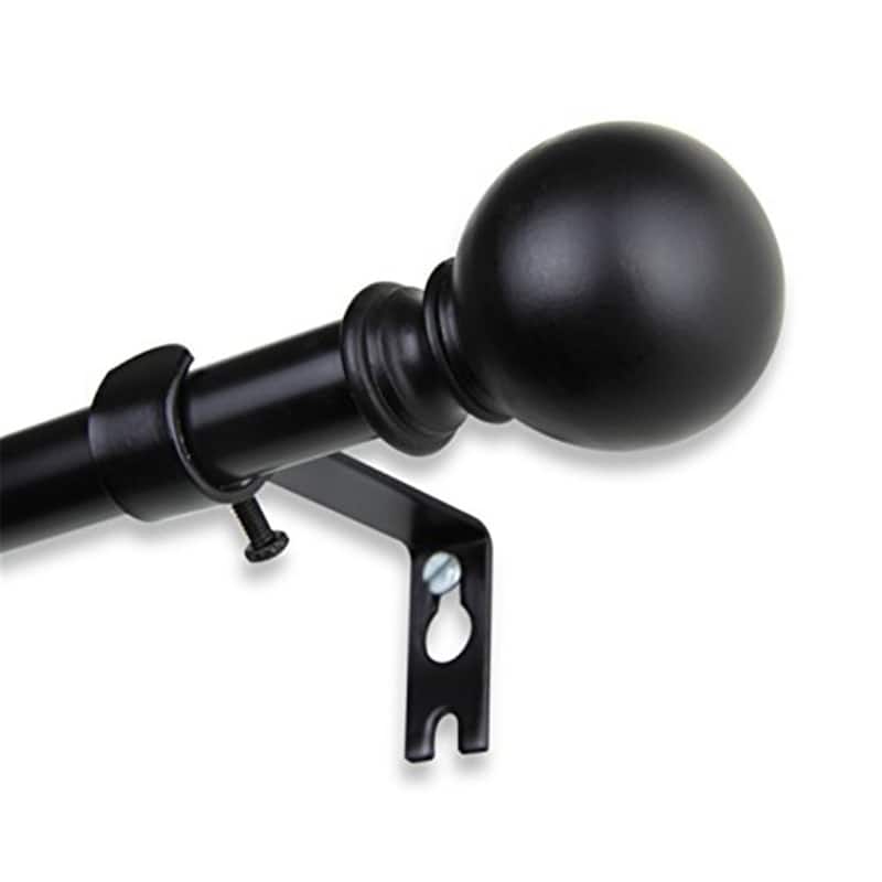 Medieval Window Curtain Rod - Black Wall Mount Rod with Brackets - Home Decor Hardware - 48