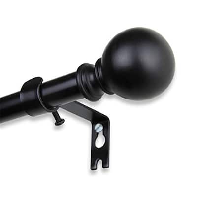 Medieval Window Curtain Rod - Black Wall Mount Rod with Brackets - Home Decor Hardware - 48