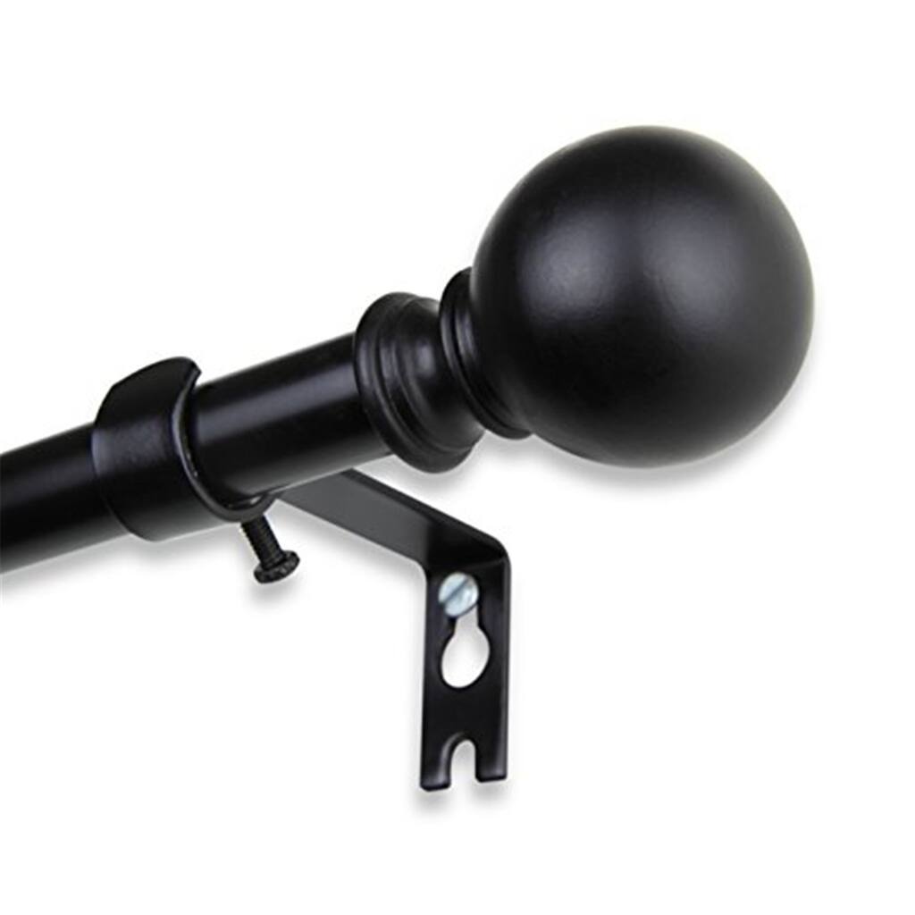 Medieval Window Curtain Rod - Black Wall Mount Rod with Brackets - Home Decor Hardware - 48