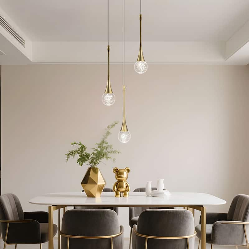 Starsky 3-Light LED 4500K Teardrop Crystal Cluster Pendant