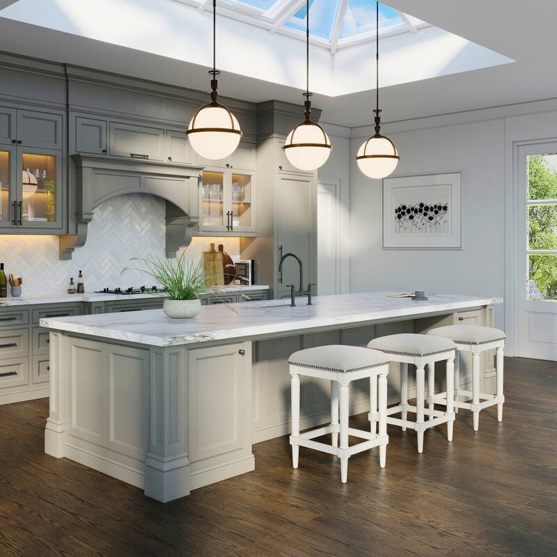 Manchester Solid Wood Square Upholstered Seat Bar Stool