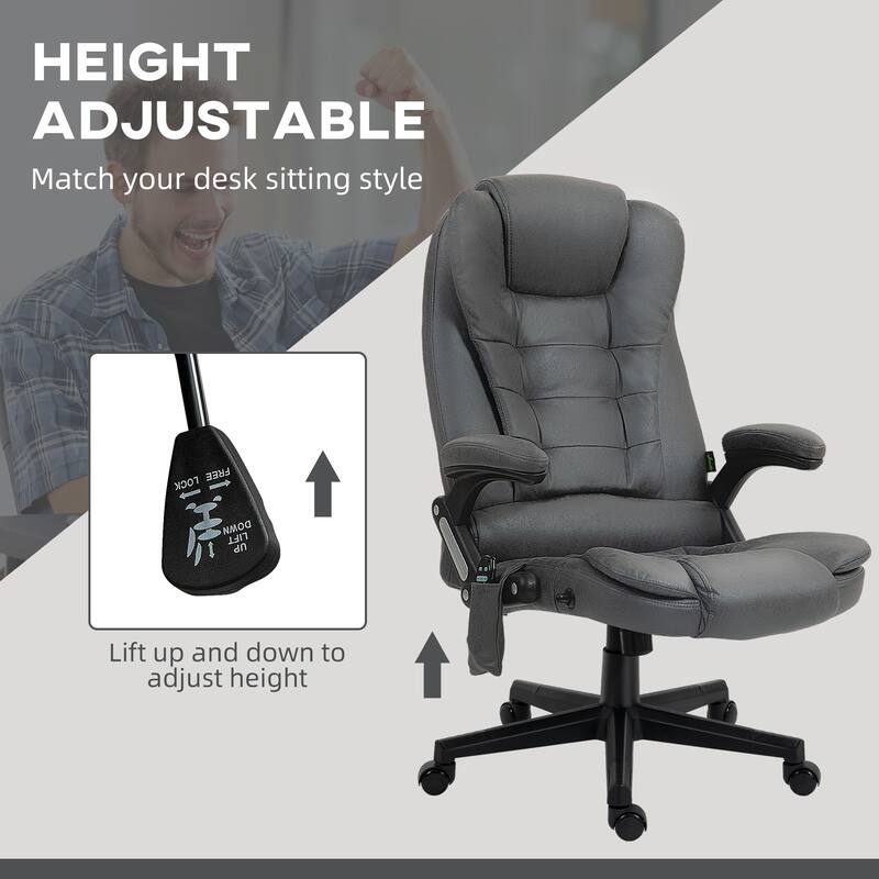Gray Characteristic Heated Massage Chair Gaming Chair, Reclining Executive Chair Computer Chair Drafting Chair with Padded Arm