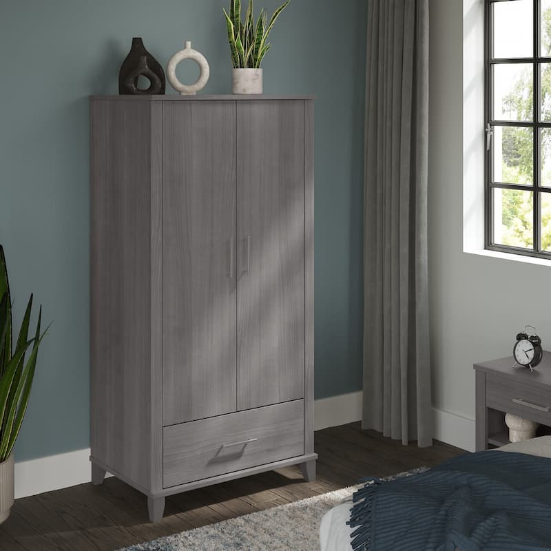 Somerset Large Armoire Cabinet by Bush Furniture - Platinum Gray