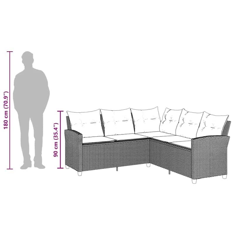 vidaXL Couch Sofa Black, Cream White - 72.4 x 72.4 x 31.5
