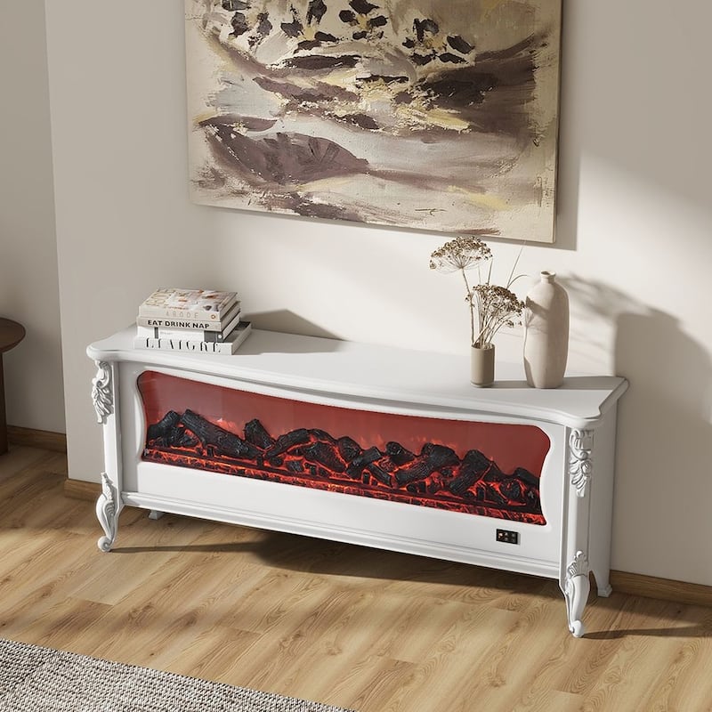 54.72"Modern Electric Fireplace TV Stand with LED Flame Effects, Media Console ,Entertainment Center,Fully-Assembled - 54.72"