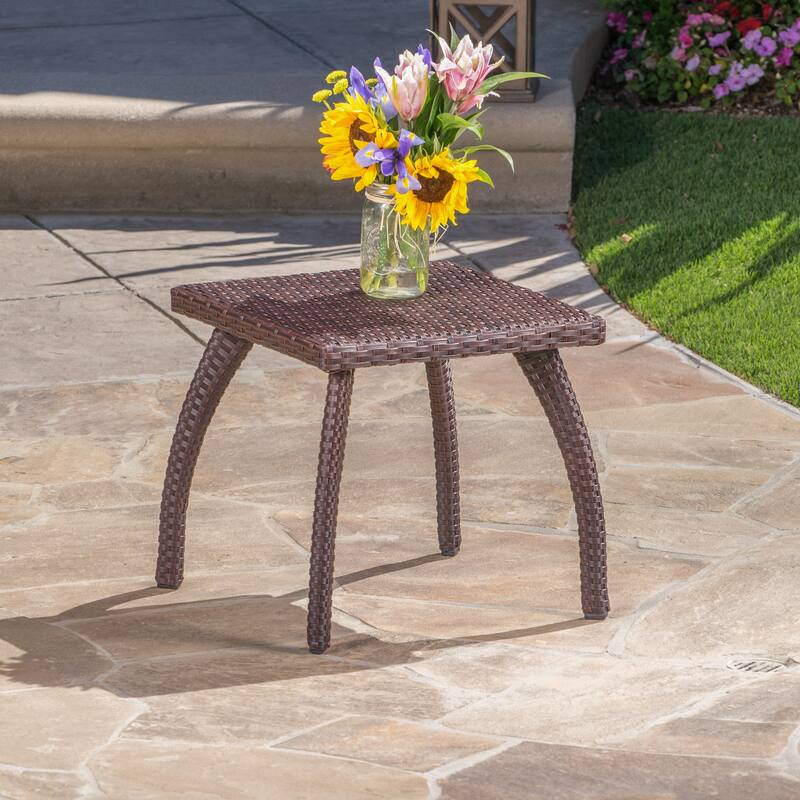 Honolulu Outdoor Wicker Side Table by Christopher Knight Home - Brown