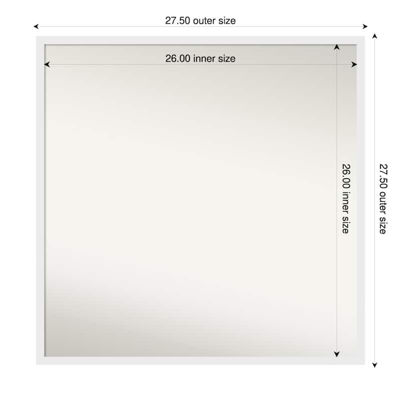 Incline Non-Beveled Wood Framed Wall Mirror - 28 x 28 in - Incline White